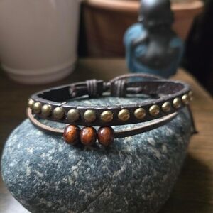 Unique Leather & Macramé Bracelet with Brass Accents 🧶✨